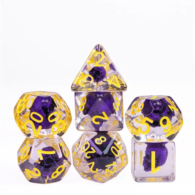 NordicDice Akryl og Resin Lilla Skelethoved - rollespilsterninger