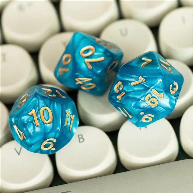 NordicDice Akryl og Resin Søblå terningesæt - 7 stk