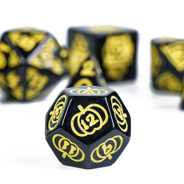 NordicDice Akryl og Resin Sort Halloween rollespilsterninger