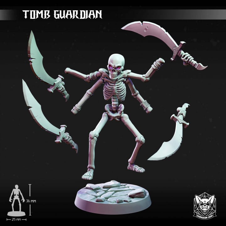 NordicDice Custom print 3x Tomb Guardian Skeleton Unpainted - Custom Mini (Copy)