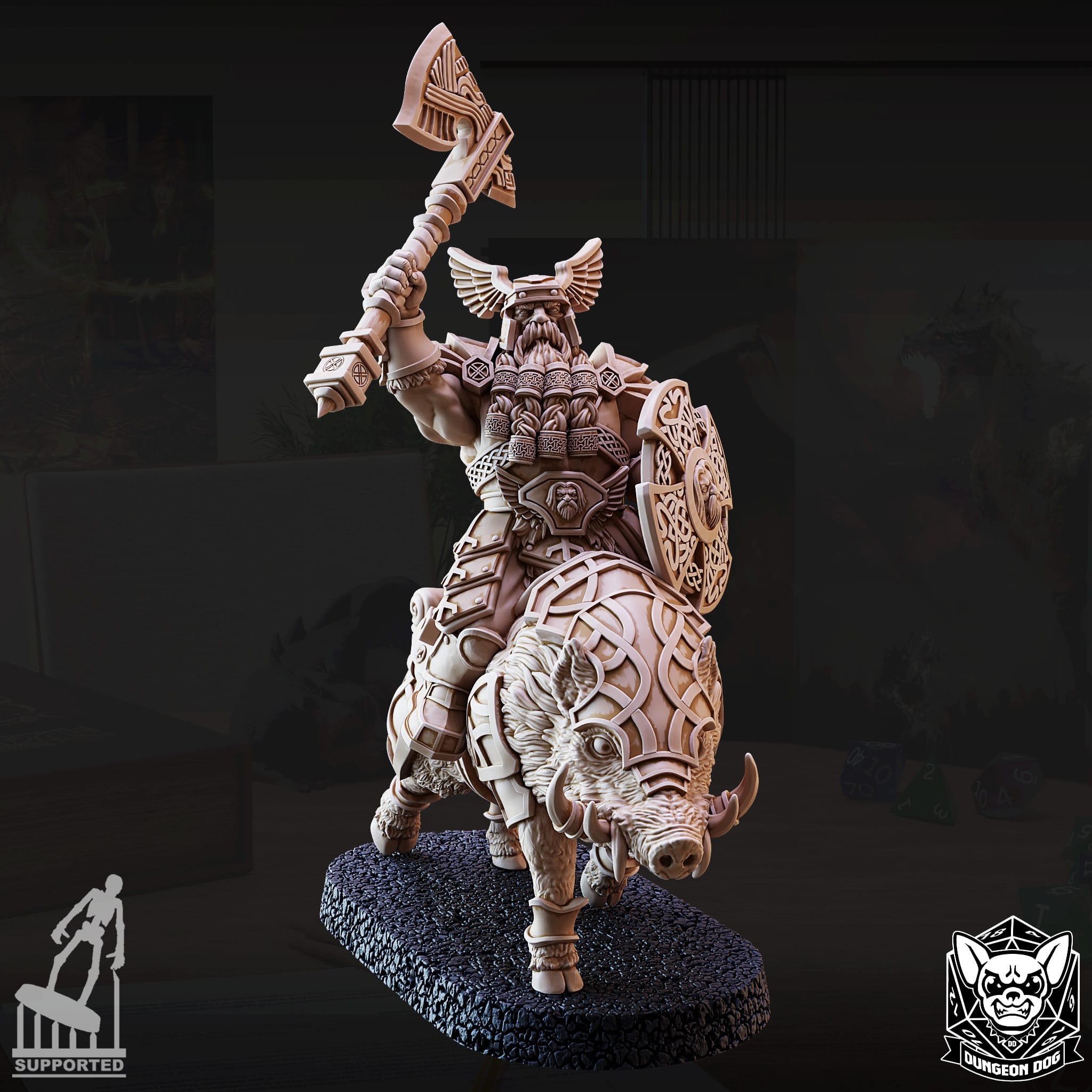 NordicDice Custom print Dwarf Boarrider Commander Unpainted - Custom Mini
