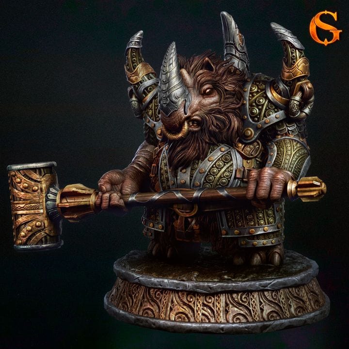 NordicDice Custom print Male Champion Were-Wooly Rhinoceros Unpainted - Custom Mini