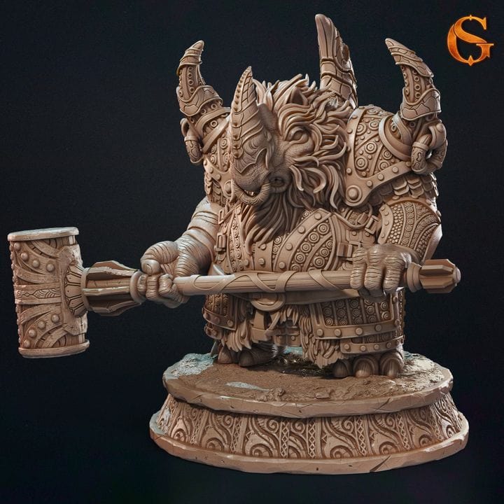 NordicDice Custom print Male Champion Were-Wooly Rhinoceros Unpainted - Custom Mini