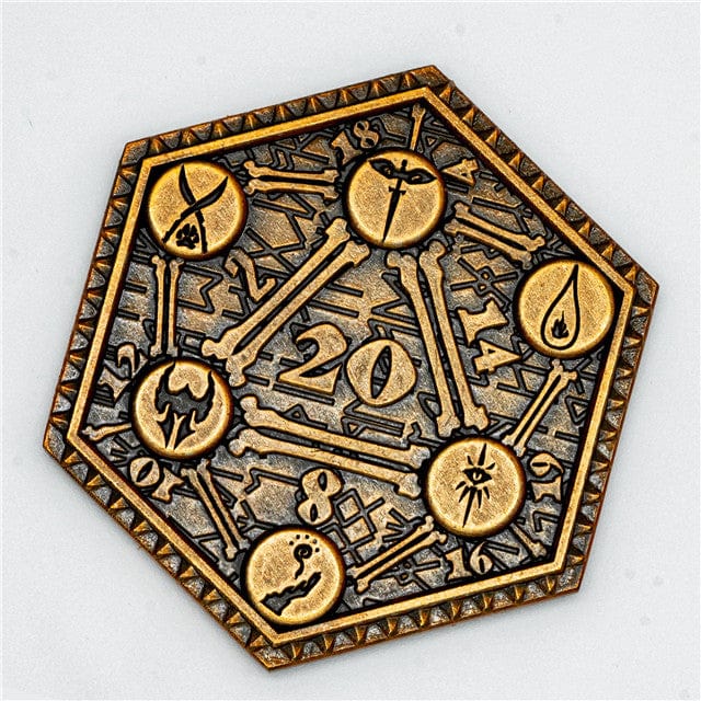 NordicDice D20 Class metal mønt D20 og nat 1