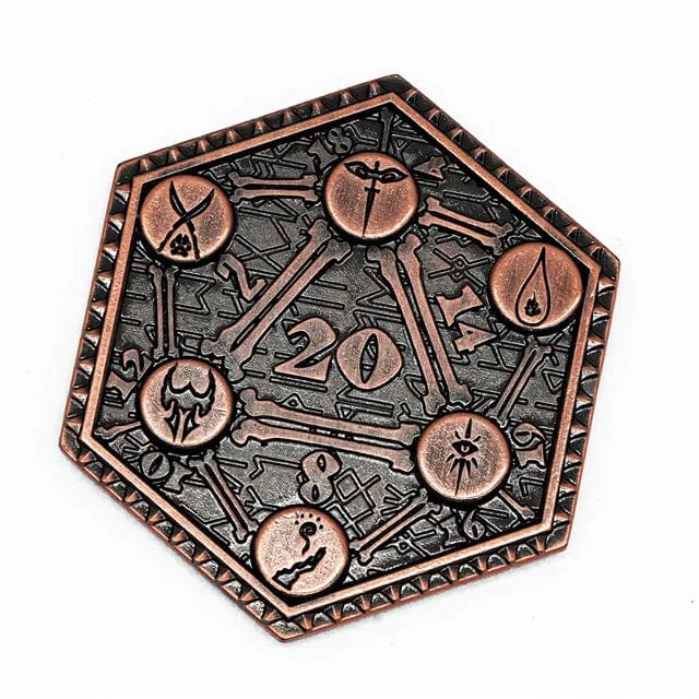 NordicDice D20 Class metal mønt D20 og nat 1