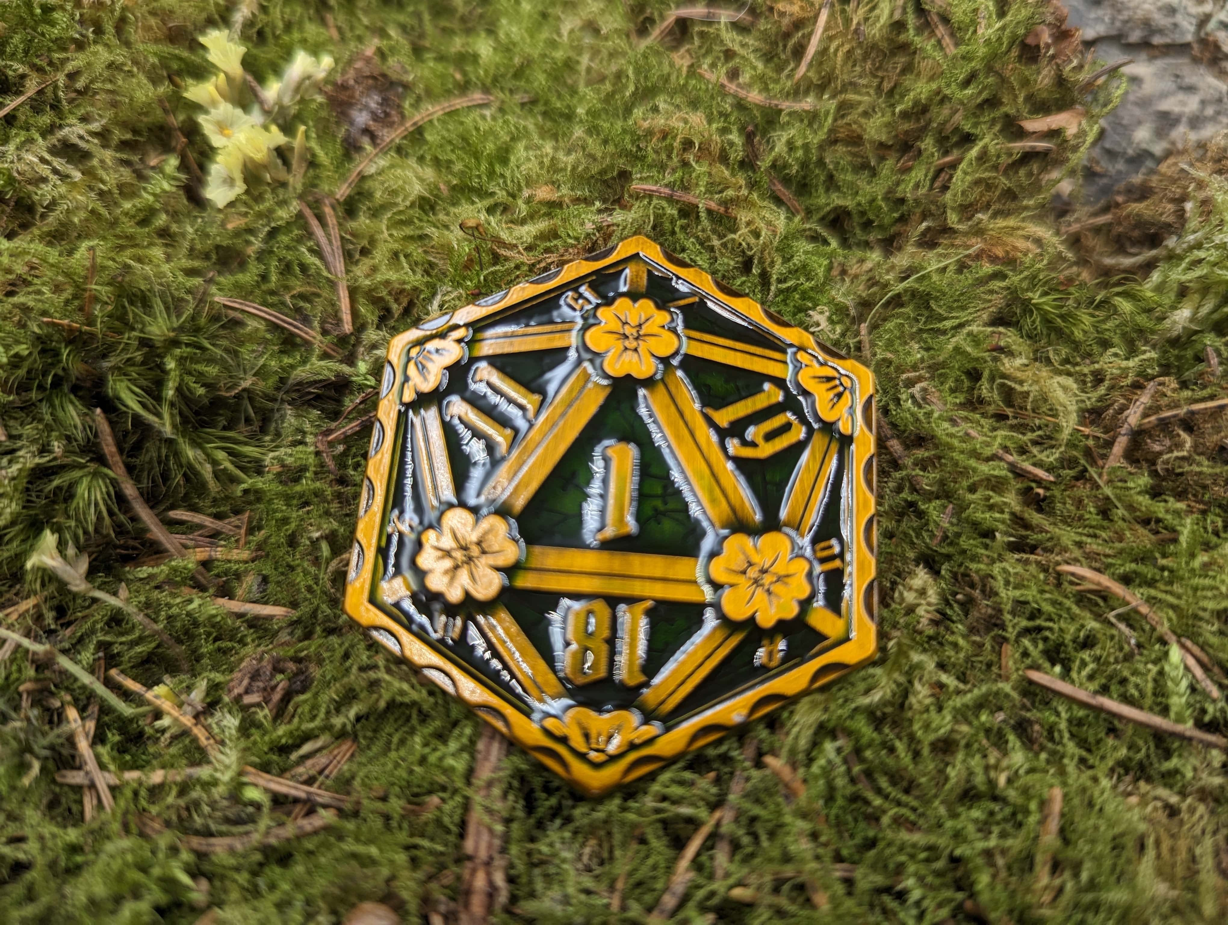 NordicDice D20 Corrupted metal mønt D20 og nat 1