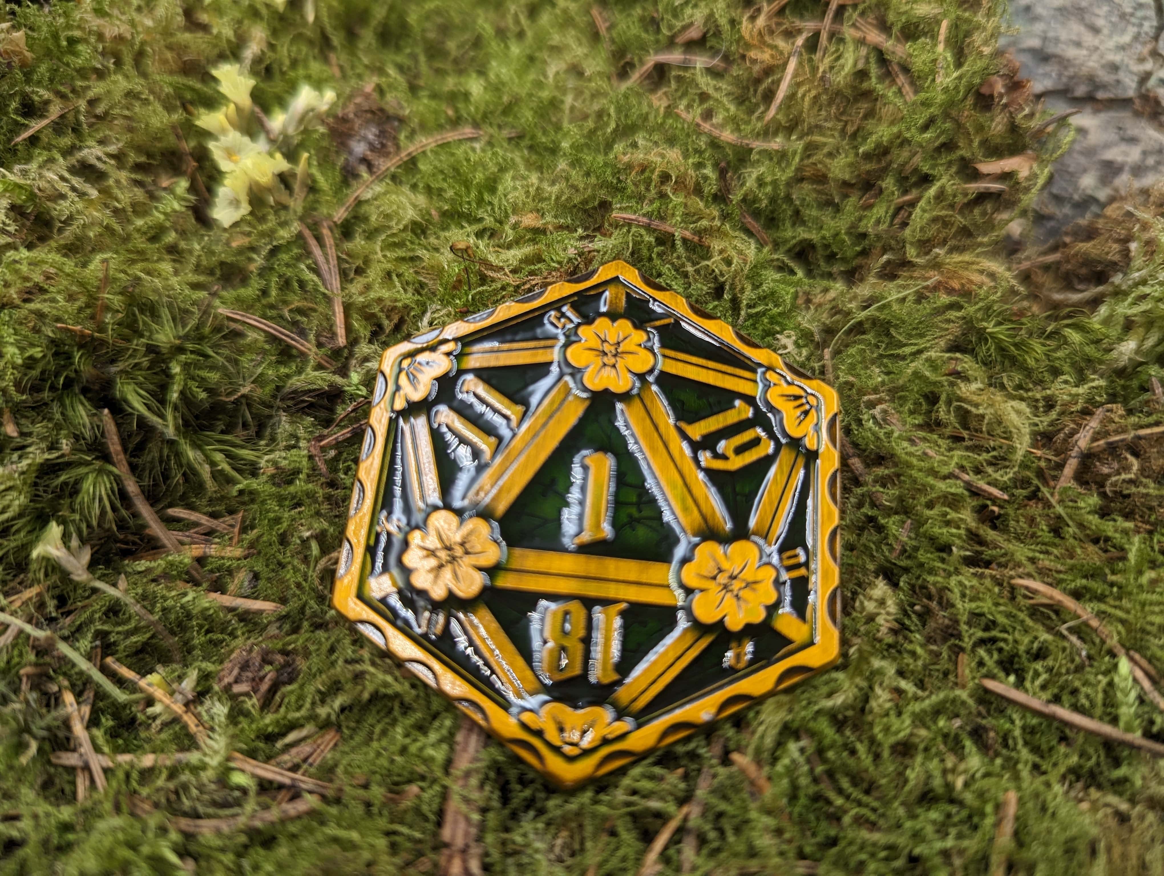 NordicDice D20 Corrupted metal mønt D20 og nat 1