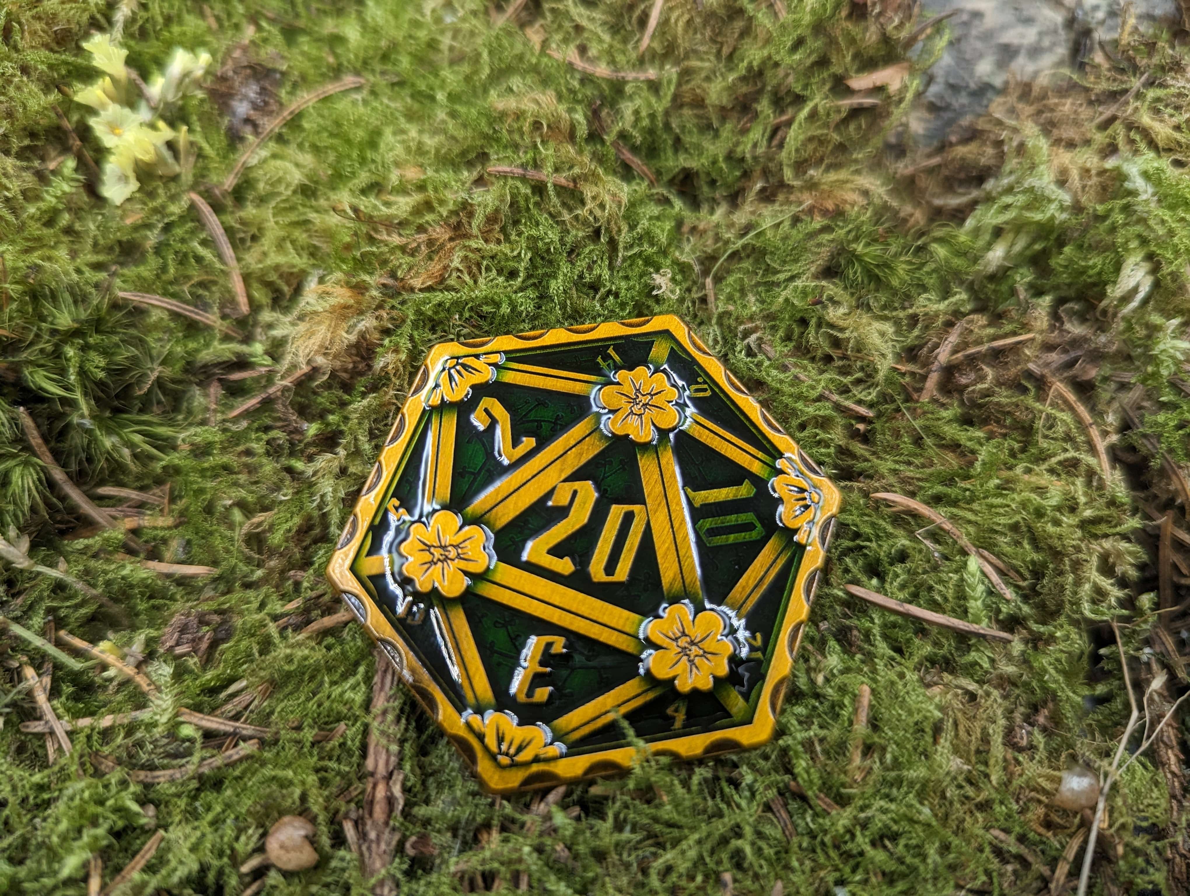 NordicDice D20 Corrupted metal mønt D20 og nat 1
