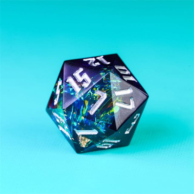 NordicDice D20 Løs d20 Sharp Dice - mørkeblå terning