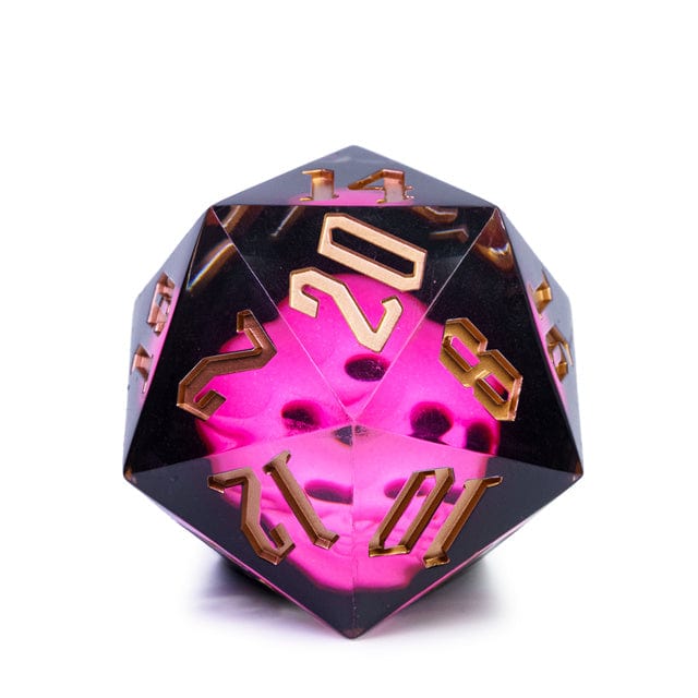 NordicDice D20 Selvlysende skelethovede d20 terning - pink