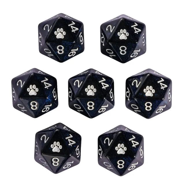 NordicDice D20 Black Single D20 Cat Dice
