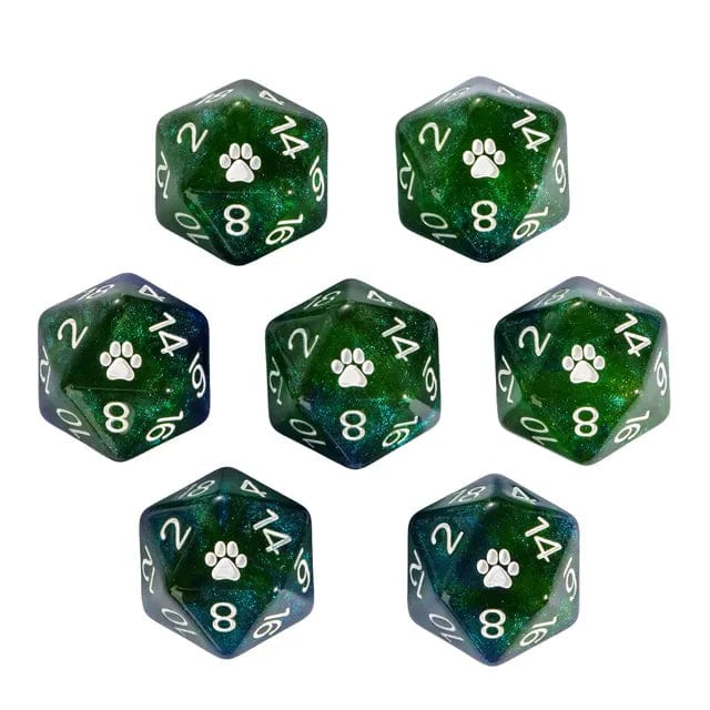 NordicDice D20 Green Single D20 Cat Dice