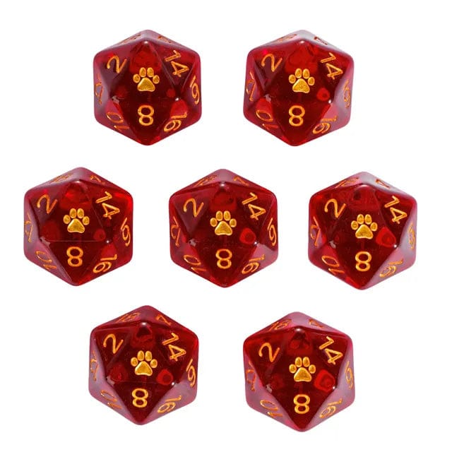 NordicDice D20 Red Single D20 Cat Dice