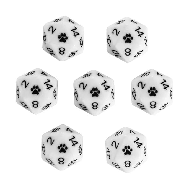 NordicDice D20 White Single D20 Cat Dice