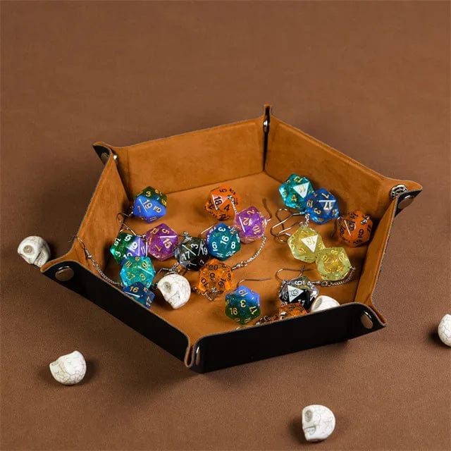 NordicDice Dice tray Foldbar Terningemåtte - brun og sort (hexagon)