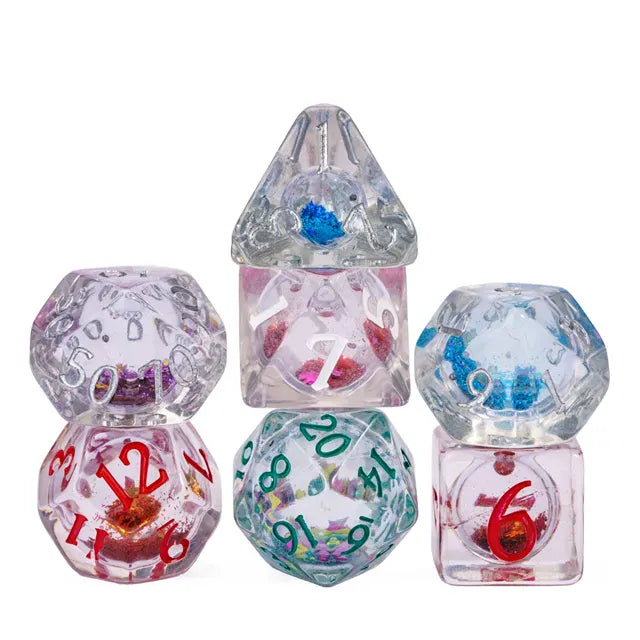 NordicDice Liquid dice Alkymistens eliksirer – Flerfarvede liquid core rollespilsterninger – 7 stk