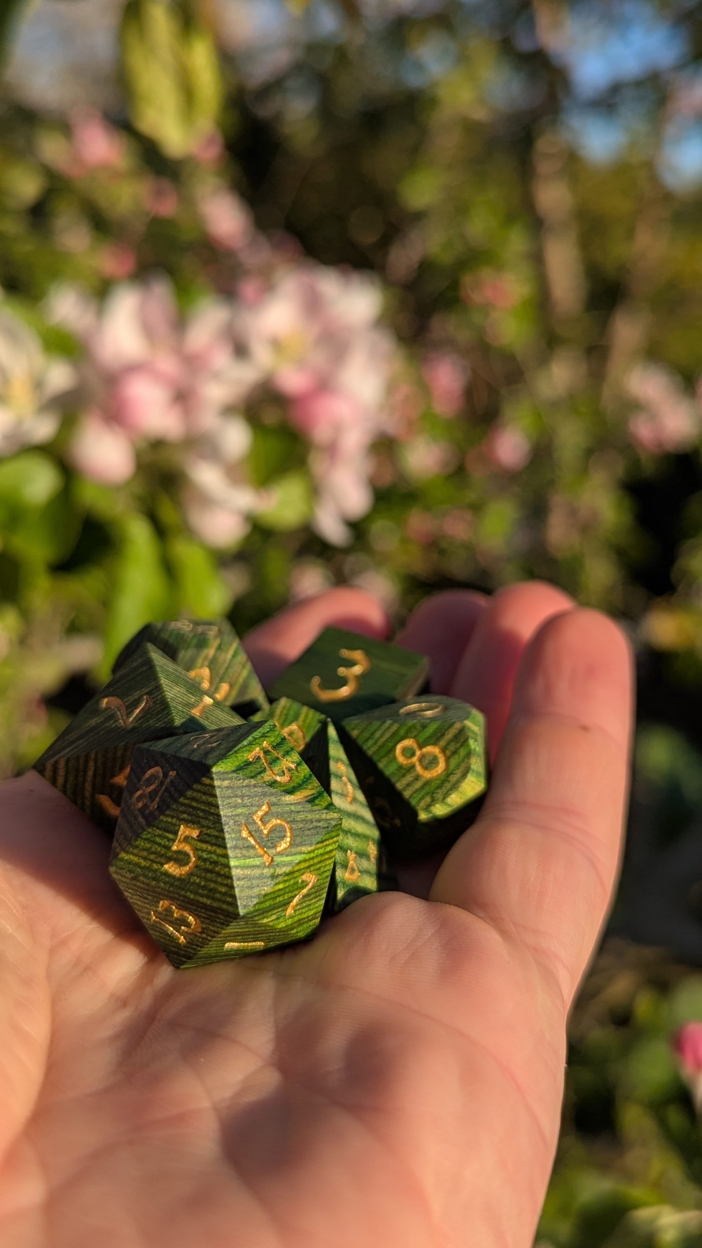 NordicDice Liquid dice Grøn druide træ - rollespilsterninger - 7 stk (Kopi)
