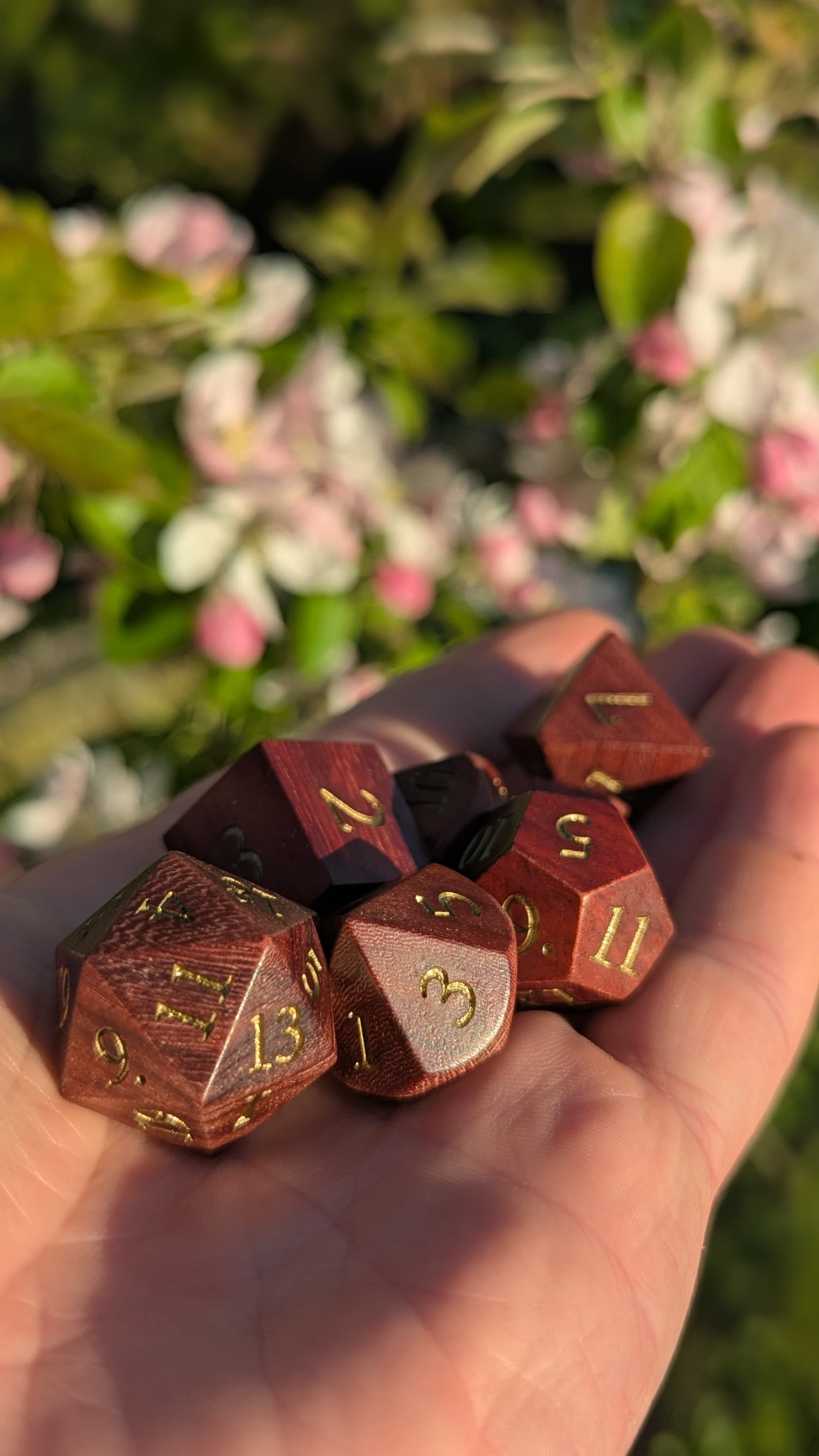 NordicDice Liquid dice Mørke træ rollespilsterninger - 7 stk