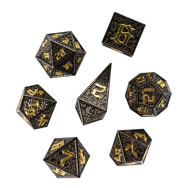 NordicDice Metal terninger Black metal maze - D&D dice set