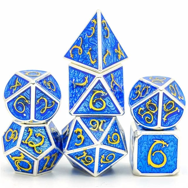 NordicDice Metal terninger Dragon protector rollespilsterningesæt