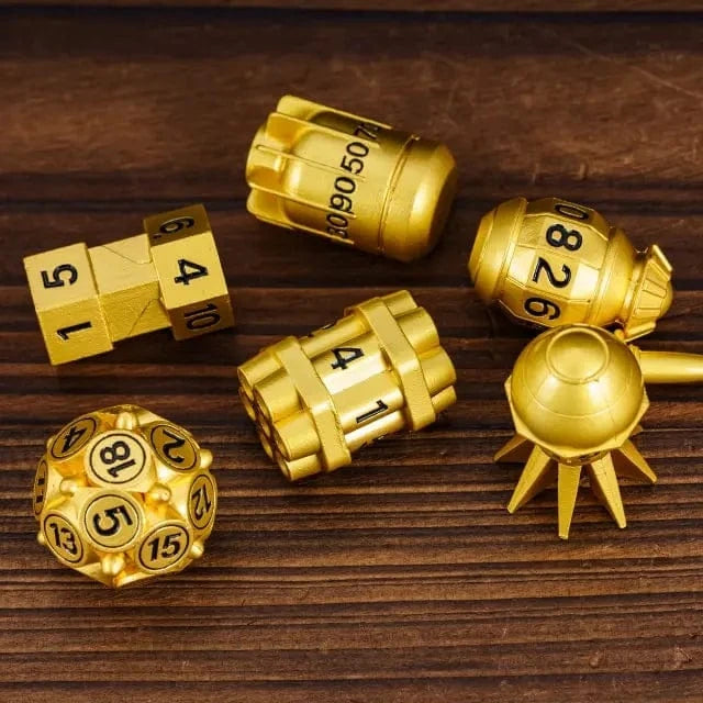 NordicDice Metal terninger Golden war bombs - Metal rollespilsterninger