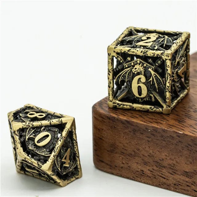 NordicDice Metal terninger Hul drage sigil