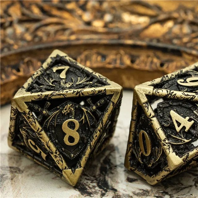 NordicDice Metal terninger Hul drage sigil