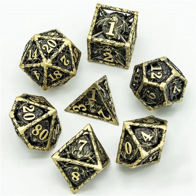 NordicDice Metal terninger Hul drage sigil