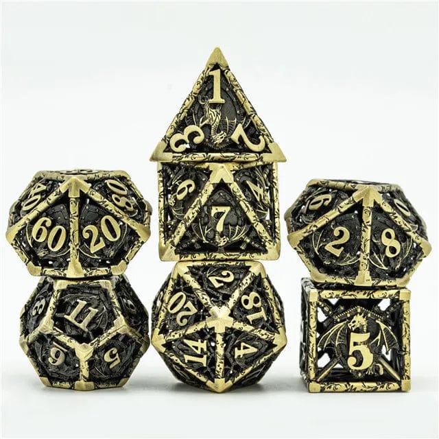 NordicDice Metal terninger Hul drage sigil