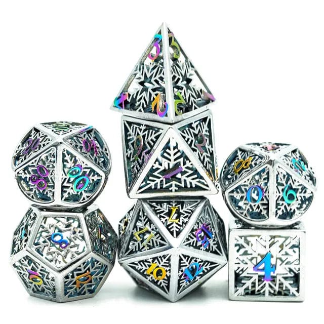 NordicDice Metal terninger Sølv Hul Snefnug Dice af Metal - rollespilsterninger