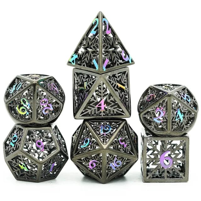 NordicDice Metal terninger Sort Hul Snefnug Dice af Metal - rollespilsterninger