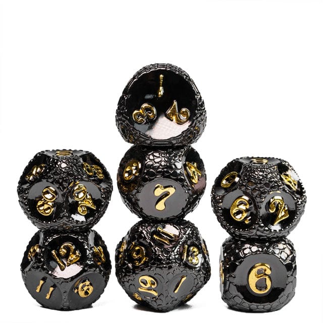 NordicDice Metal terninger Sort drageskæl - dragondice rollespilsterninger