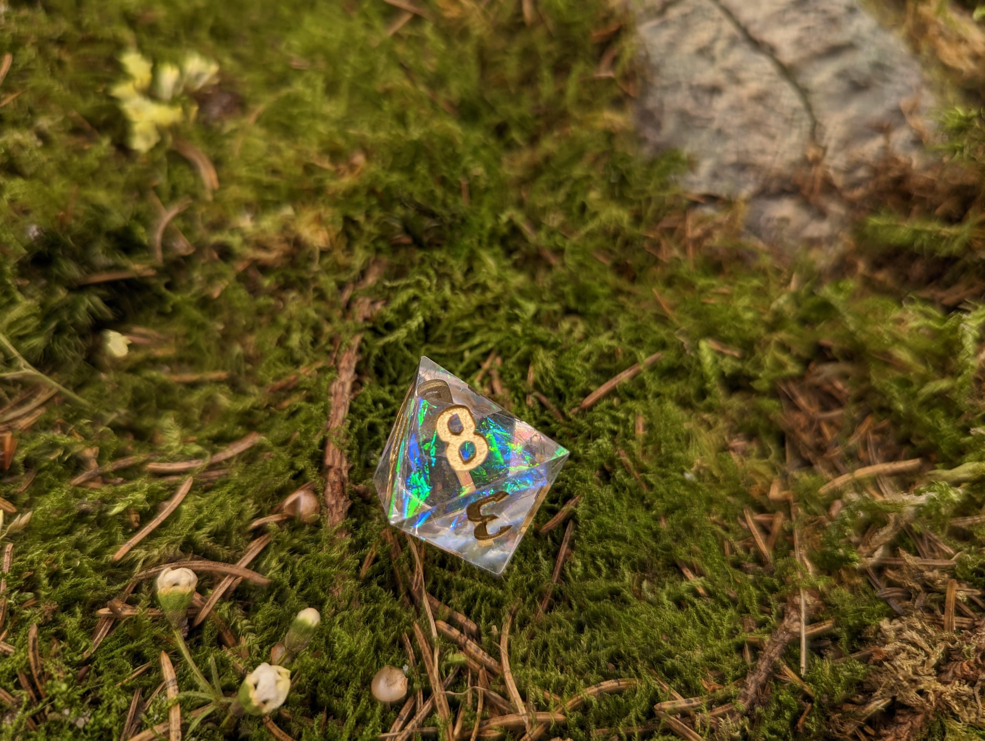 NordicDice Sharp Dice Angelic terningesæt - Transparent Sharp dice