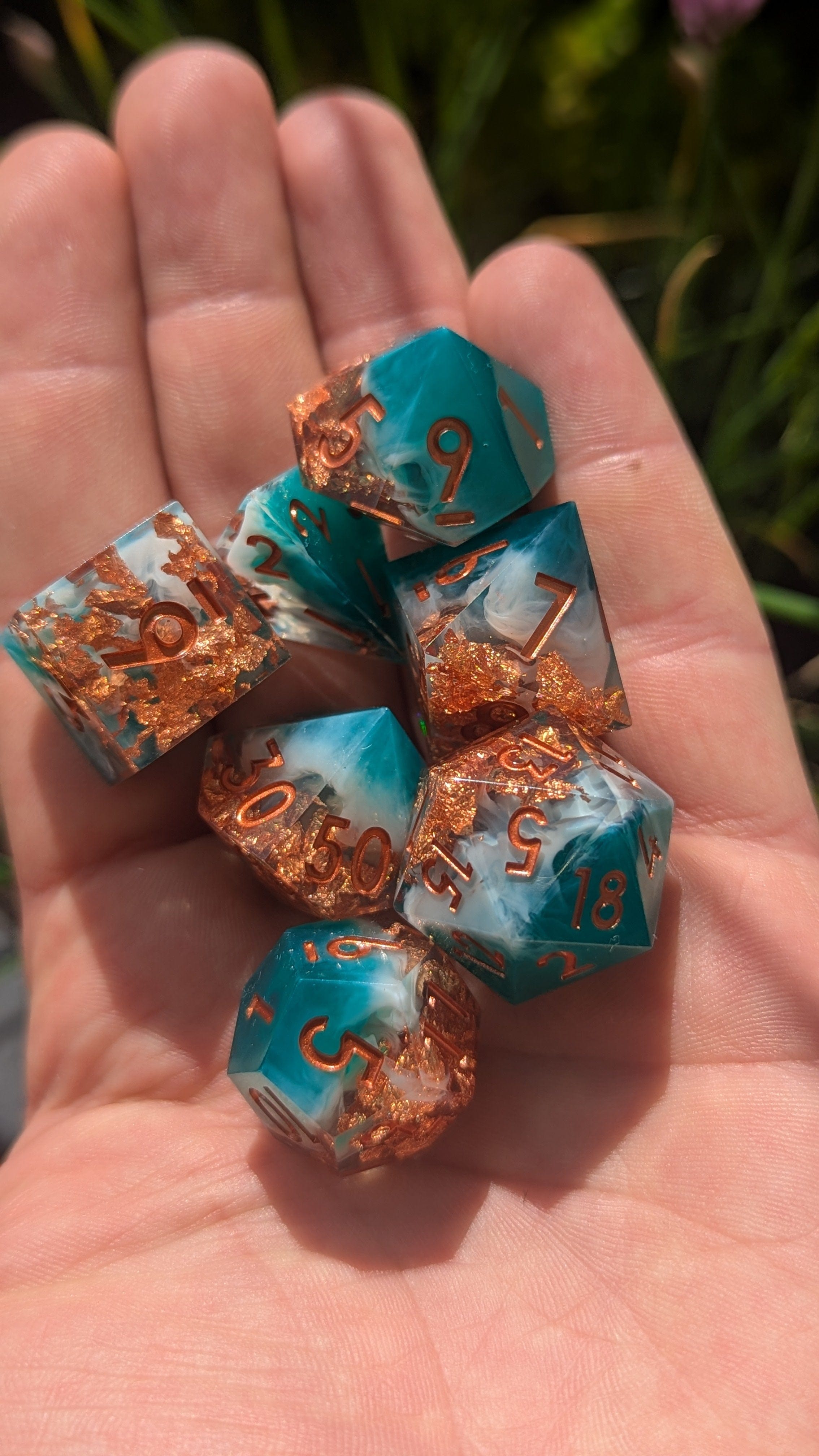 NordicDice Sharp Dice Golden layer water genasi - sharp dice rollespilsterninger