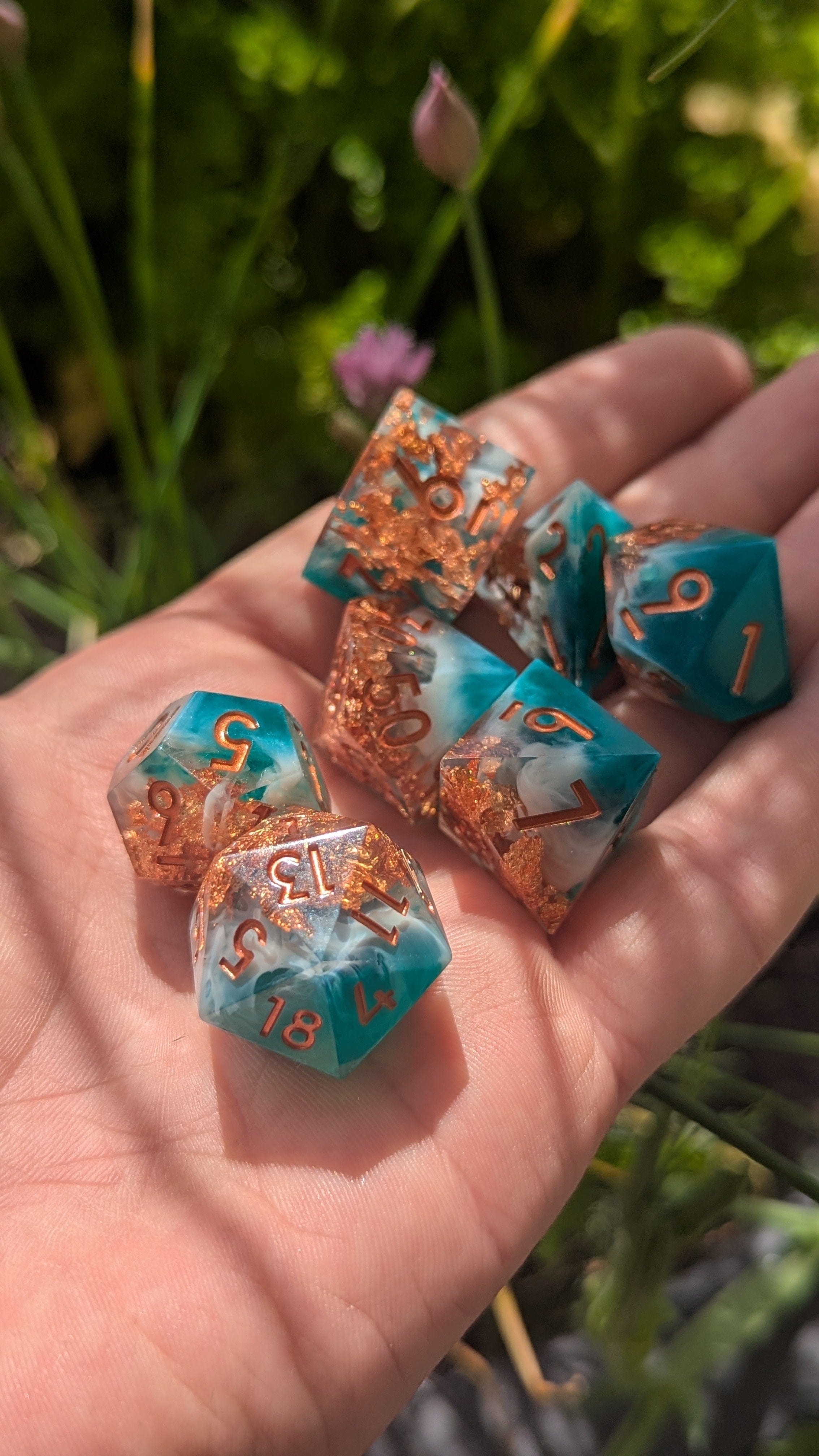 NordicDice Sharp Dice Golden layer water genasi - sharp dice rollespilsterninger