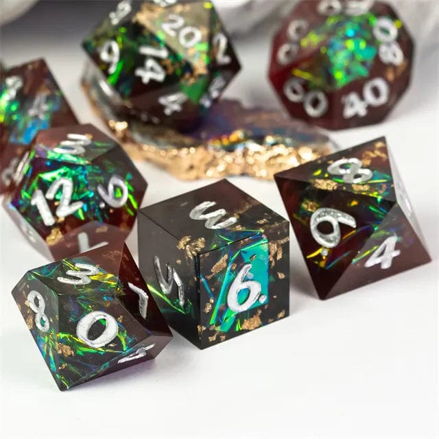 NordicDice Sharp Dice Sharp dice set - Brunlig d&d rollespilsterninger