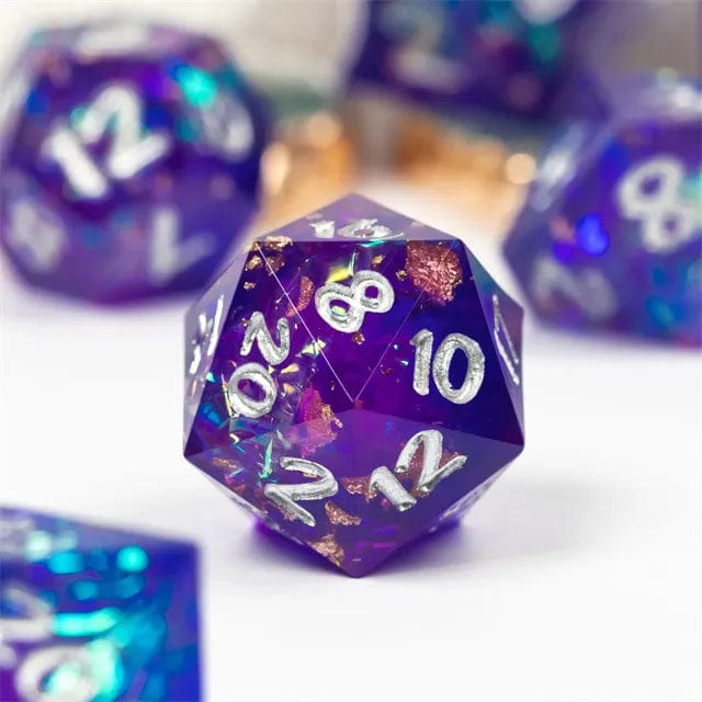 NordicDice Sharp Dice Sharp dice set - Lilla & Blå d&d rollespilsterninger