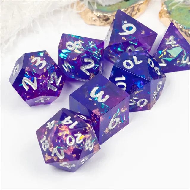 NordicDice Sharp Dice Sharp dice set - Lilla & Blå d&d rollespilsterninger