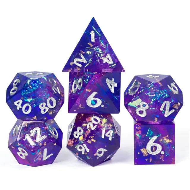 NordicDice Sharp Dice Sharp dice set - Lilla & Blå d&d rollespilsterninger