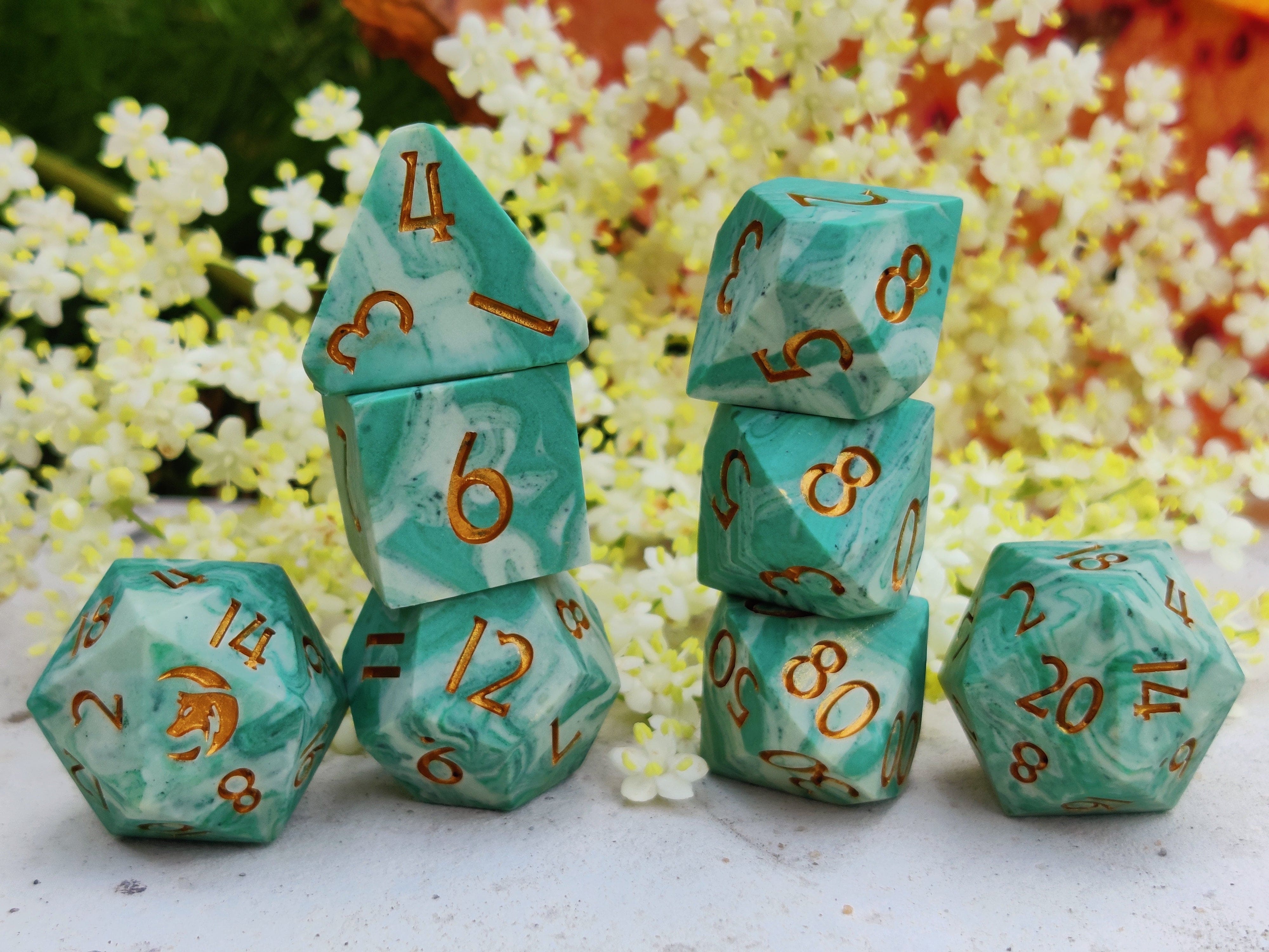 Nordicdice_X_Thydice Nordicdice_& Green marble terningesæt