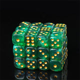 NordicDice 12 stk. Grøn glitter d6 terninger - 16mm