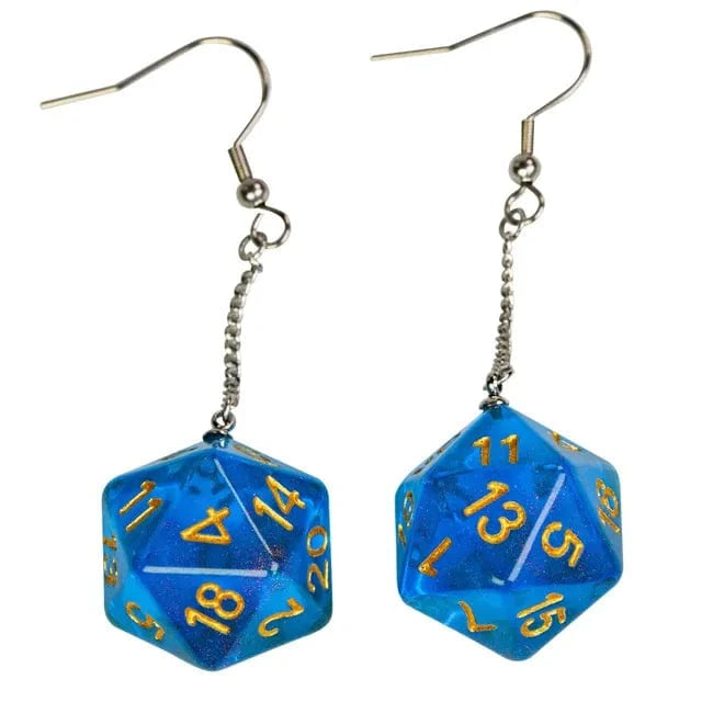 NordicDice Accessories, bøger etc Blue Ørering D20 terning