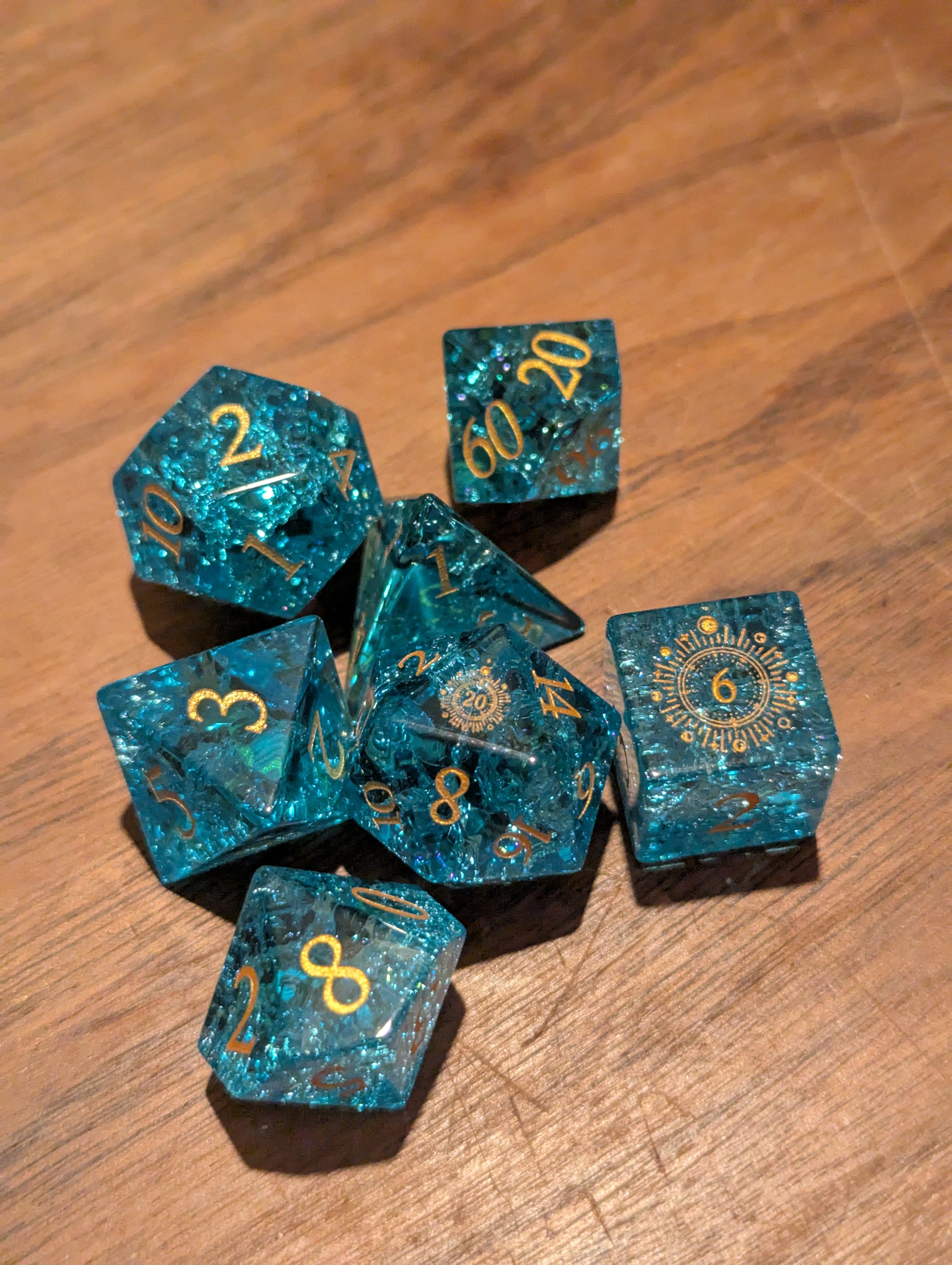 NordicDice Ædelsten og Krystal Blue Moon child - roleplaying dice Exclusive