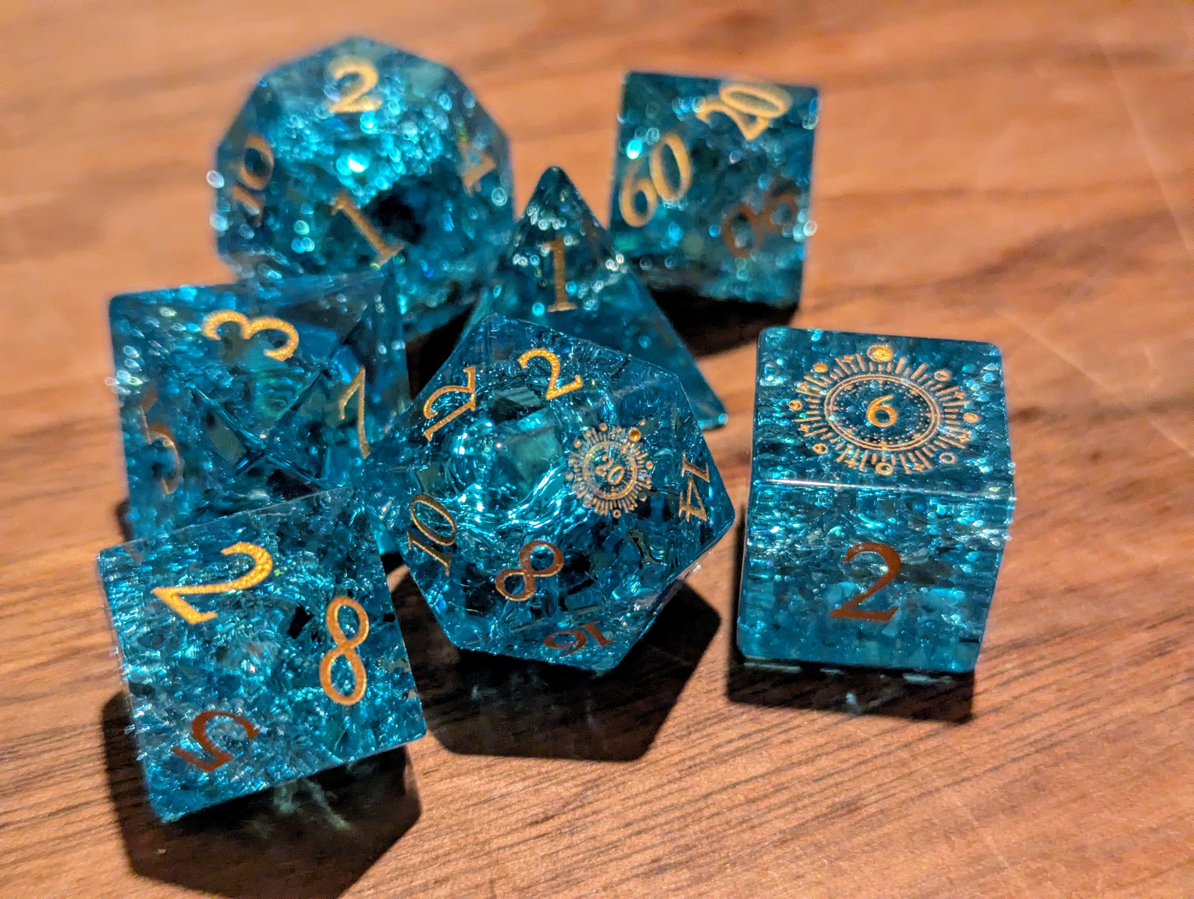 NordicDice Ædelsten og Krystal Blue Moon child - roleplaying dice Exclusive