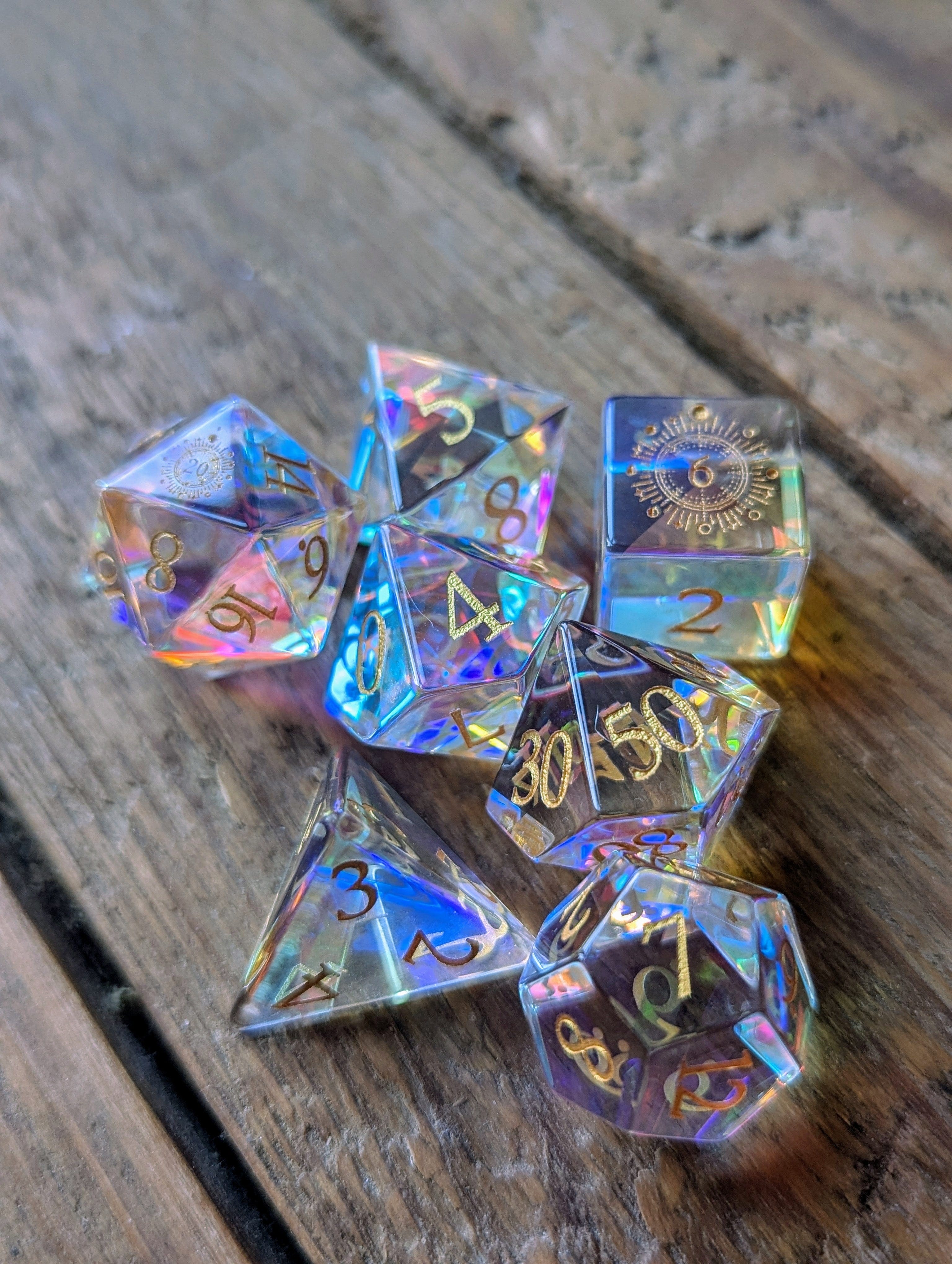 NordicDice Ædelsten og Krystal Chromatic krystalglas - roleplaying dice Exclusive