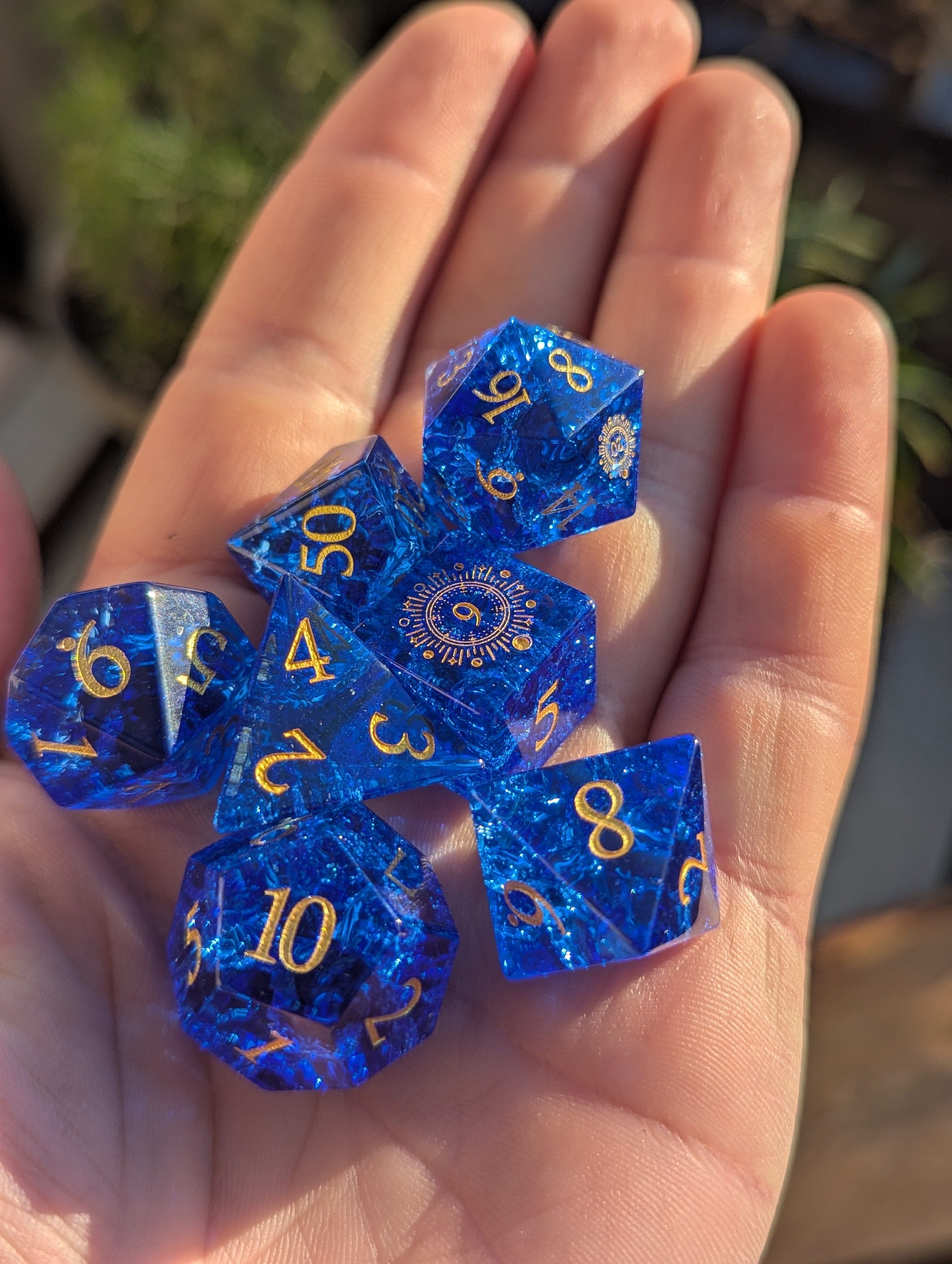 NordicDice Ædelsten og Krystal Crystallised Ocean - roleplaying dice Exclusive