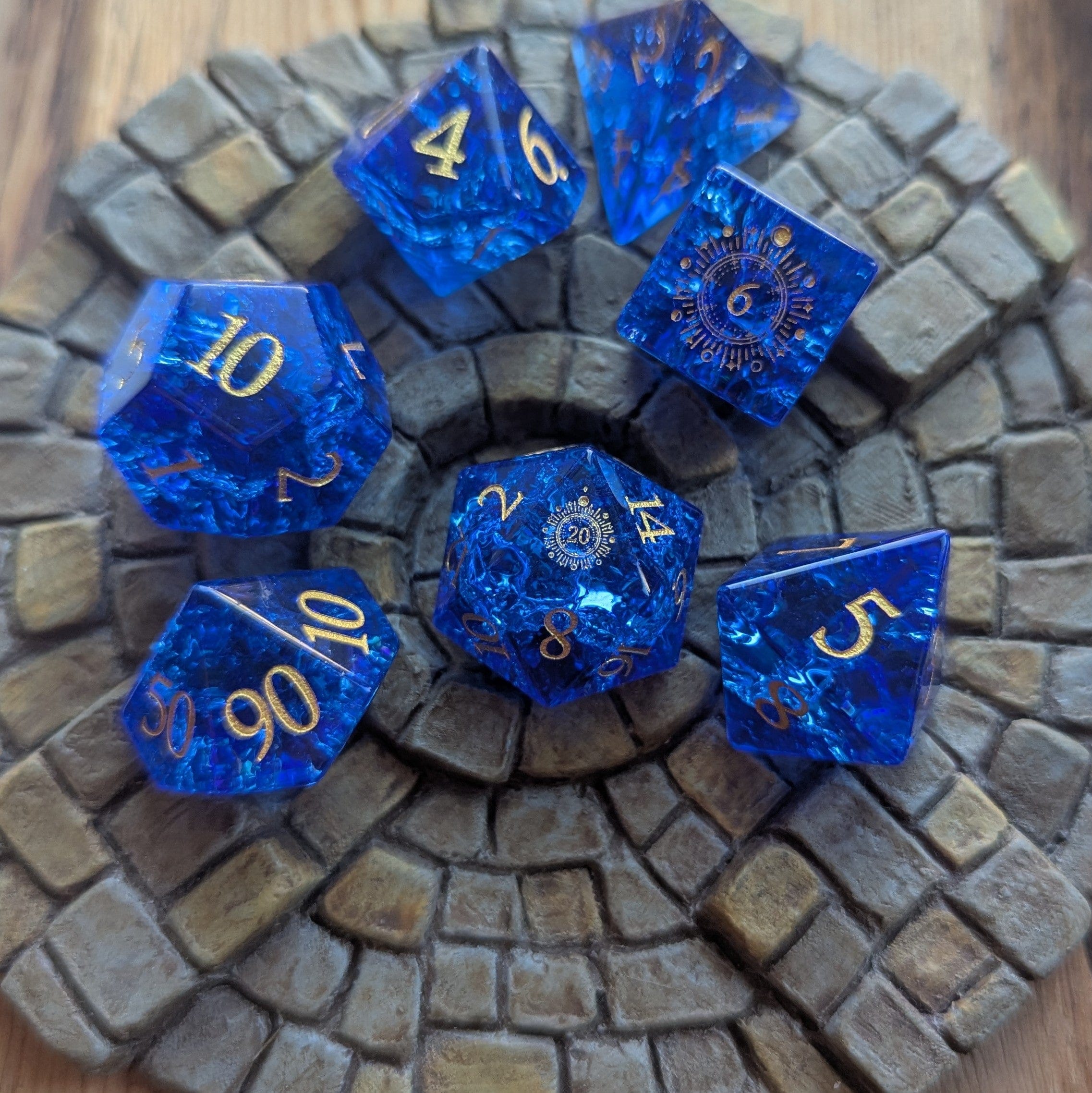 NordicDice Ædelsten og Krystal Crystallised Ocean - roleplaying dice Exclusive