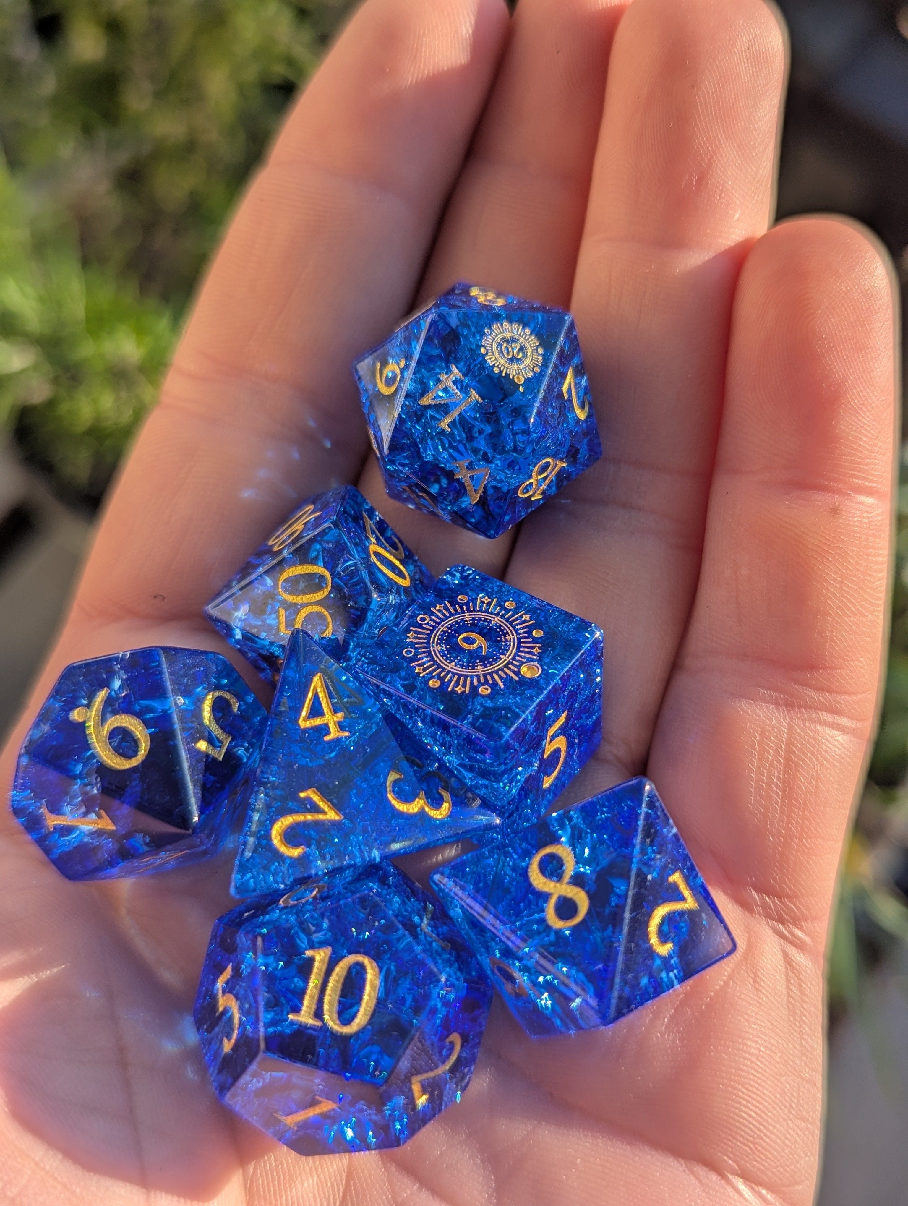 NordicDice Ædelsten og Krystal Crystallised Ocean - roleplaying dice Exclusive