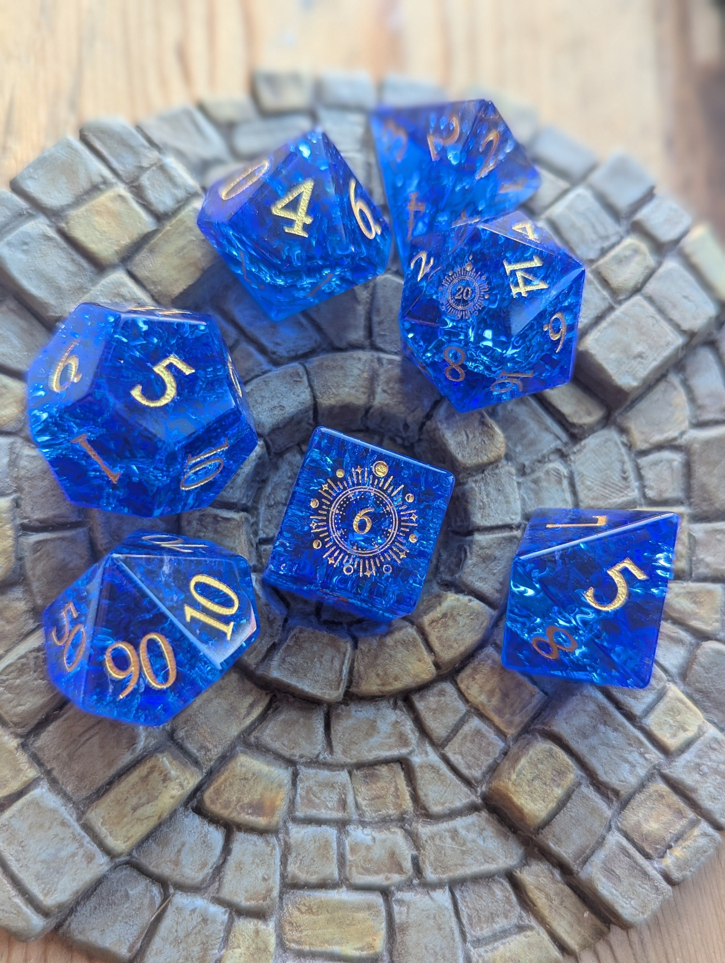 NordicDice Ædelsten og Krystal Crystallised Ocean - roleplaying dice Exclusive