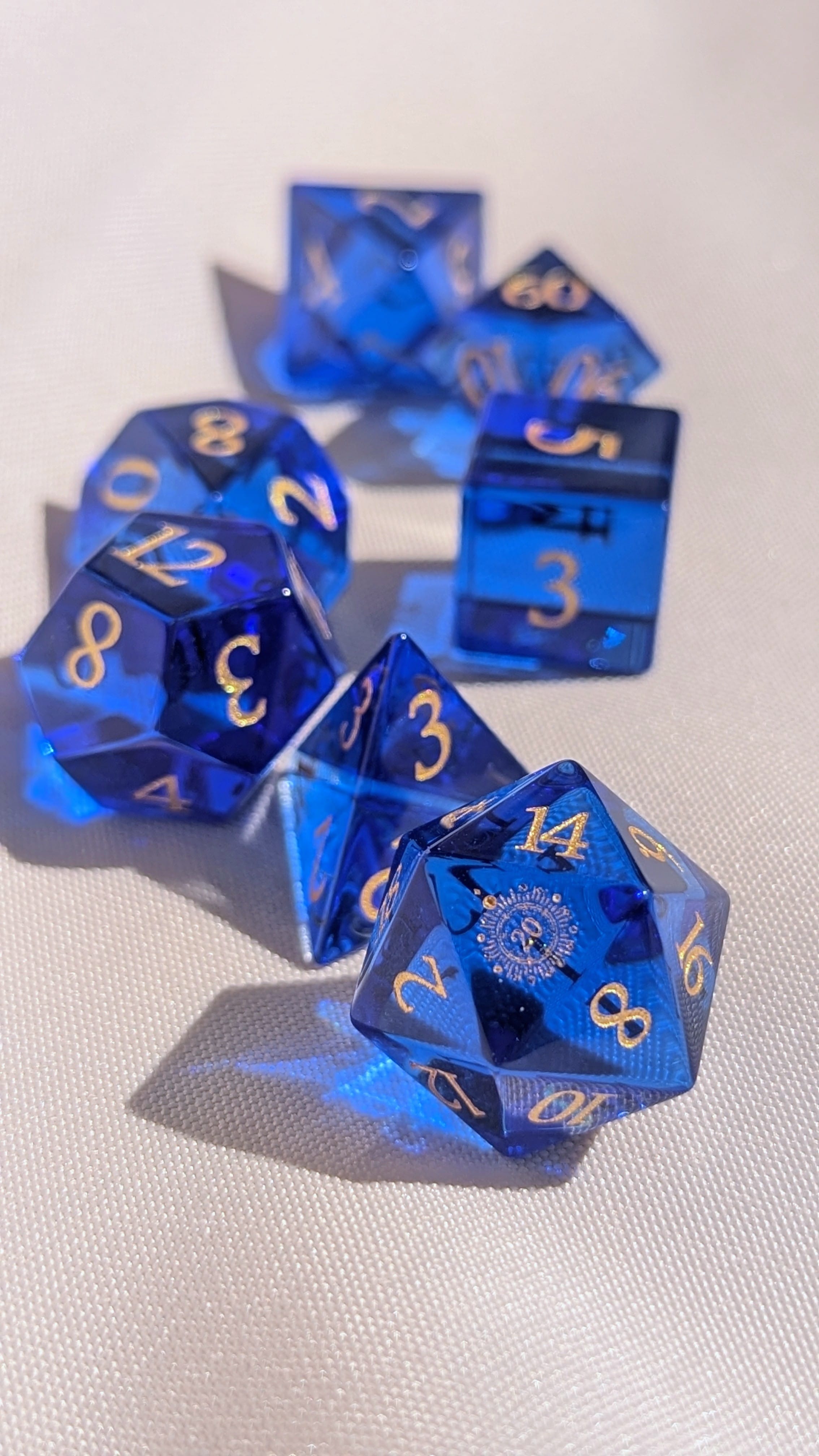 NordicDice Ædelsten og Krystal Dark Ocean - roleplaying dice Exclusive